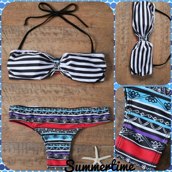 COMING SOON!! Striped & Aztec Print Bikini - Picture 1 of 3